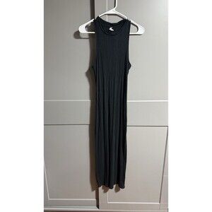 Anthropologie Daily Practice Stratchy Ribbed Tank Midi Dress Black XS Minimalist